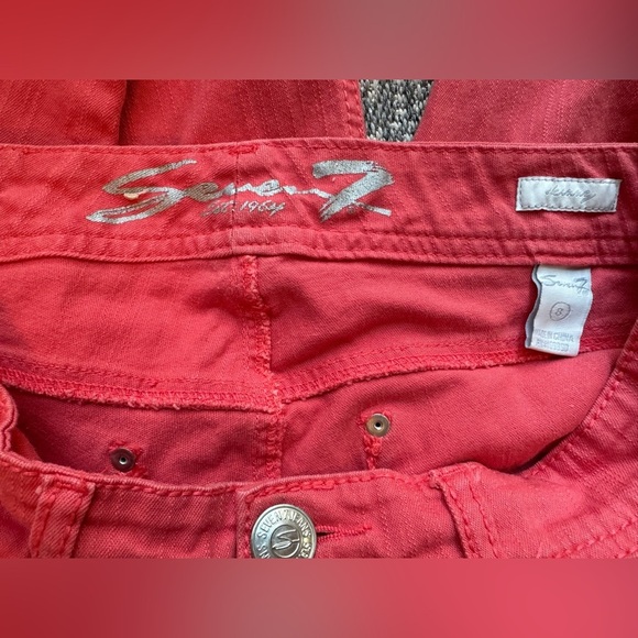 7 For All Mankind Skinny Jeans - Size 8 - Orange Coral, Stretchy, Comfortable - Picture 6 of 12